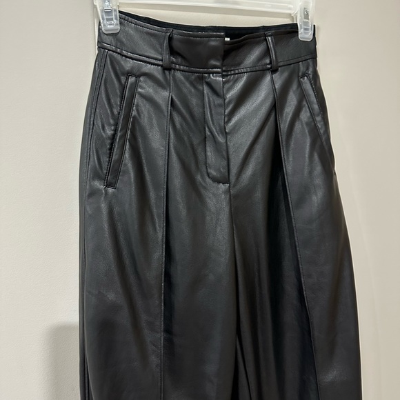 Aritzia Babaton Vegan Leather Trouser Pants - Black 00 - Picture 3 of 3